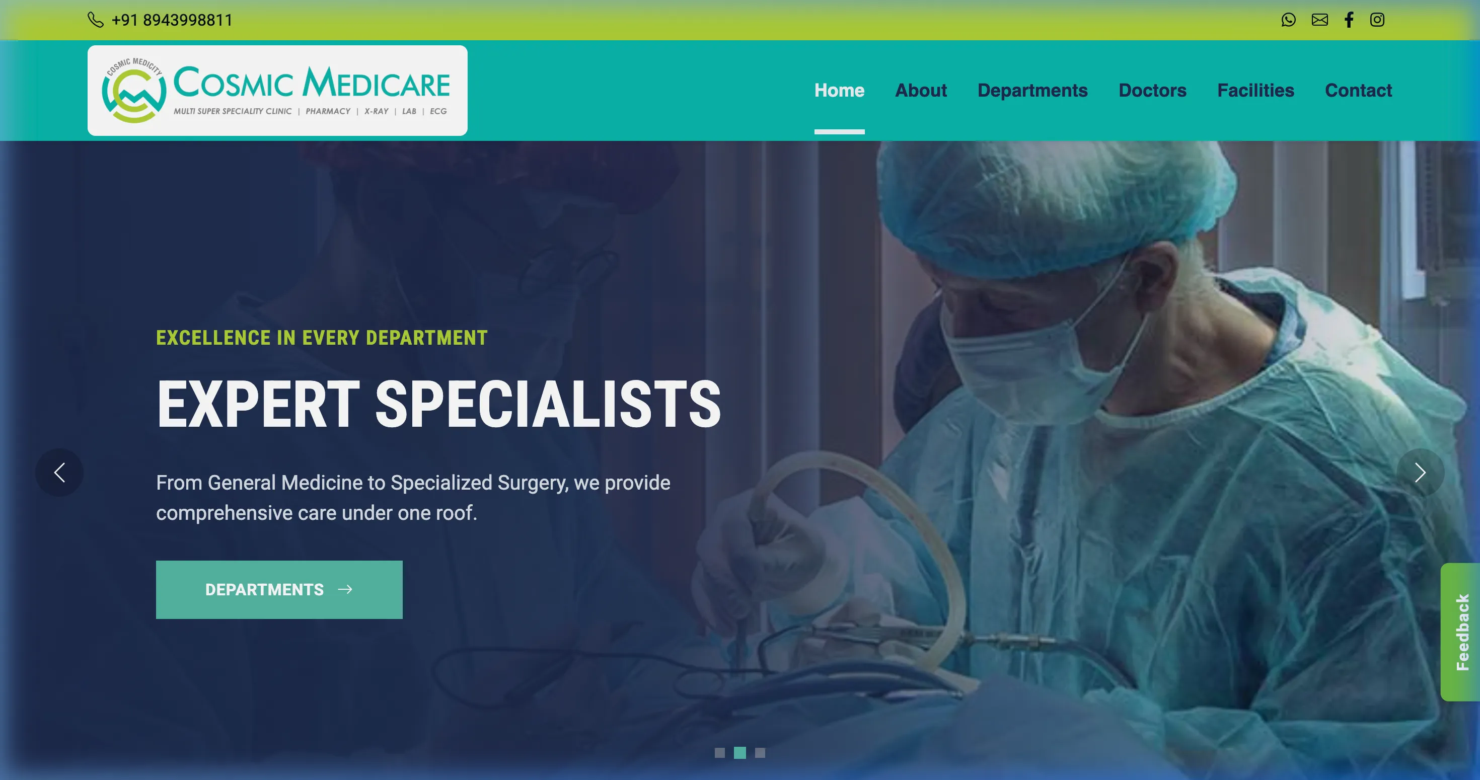 Healthcare facility website design for Cosmic Medicare in Perinthalmanna by Grovix
