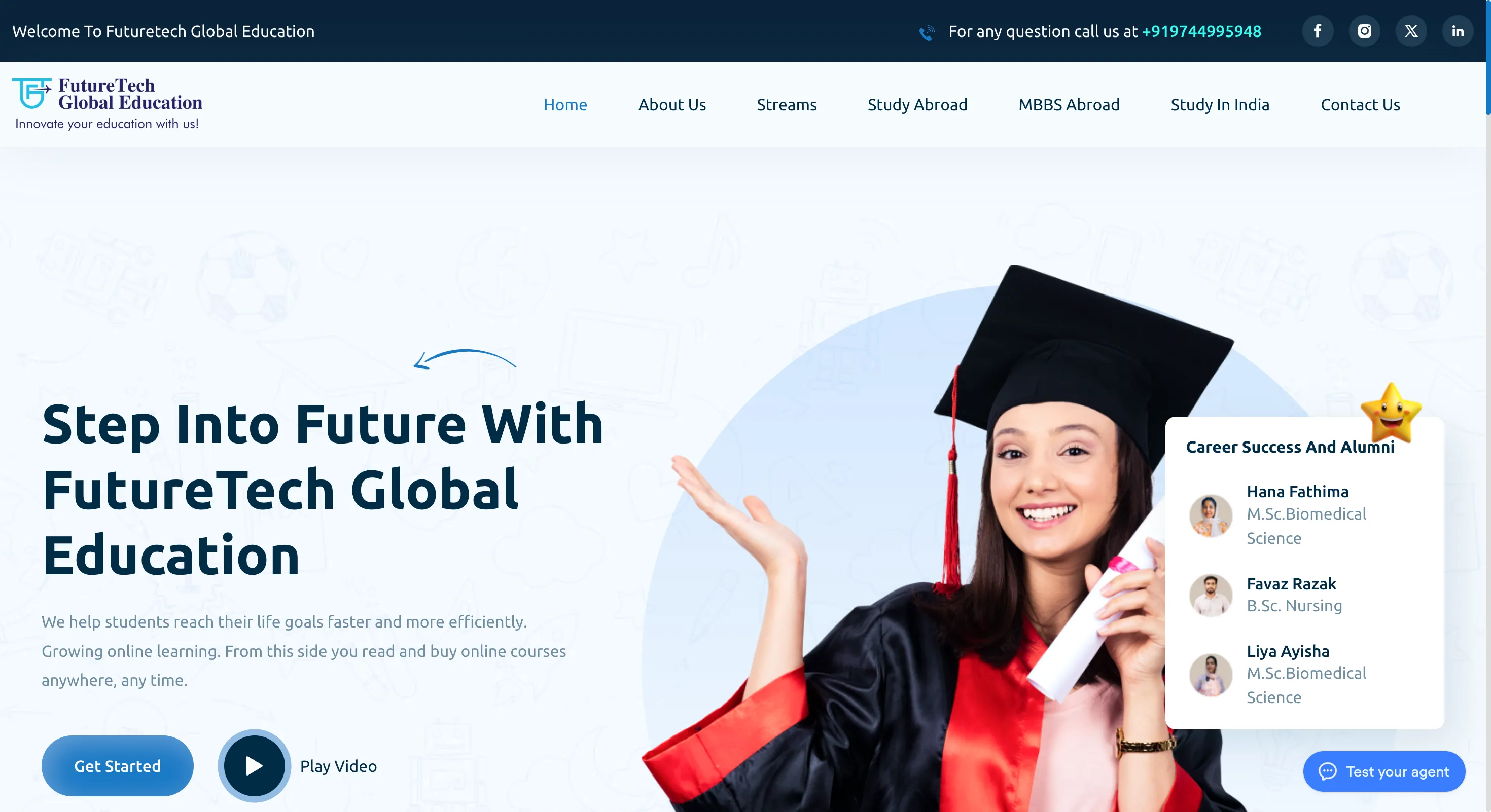 Overseas education consultancy website design for FutureTech by Grovix